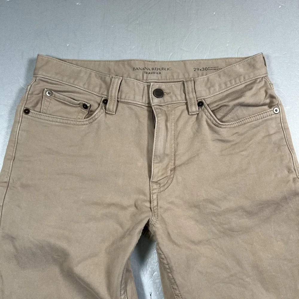 Banana Republic Jeans‎ Mens 29x30 Khaki Twill Traveler Athletic Tapered Stretch